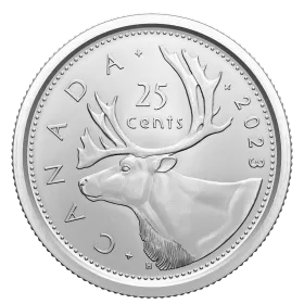 2023 Canadian 25-Cent Caribou/QEII Reign Dates Quarter Coin (Brilliant Uncirculated)