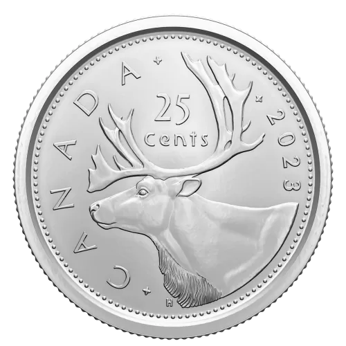 2023 Canadian 25-Cent Caribou/QEII Reign Dates Quarter Coin (Brilliant Uncirculated)