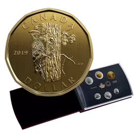 2019 Canadian Specimen 6-Coin Collector Set ft $1 Pileated Woodpecker Loonie Dollar - box and case aren't perfect