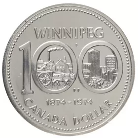 1974 (1874-) Canadian $1 Winnipeg Centennial Specimen Silver Dollar Coin 