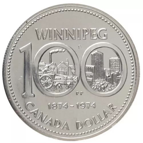 1974 (1874-) Canadian $1 Winnipeg Centennial Specimen Silver Dollar Coin 