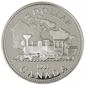 1981 Canadian $1 Trans-Canada Railway Centennial Proof Silver Dollar Coin-no outside sleeve
