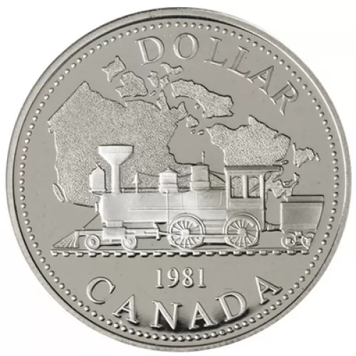1981 Canadian $1 Trans-Canada Railway Centennial Proof Silver Dollar Coin Tarnished