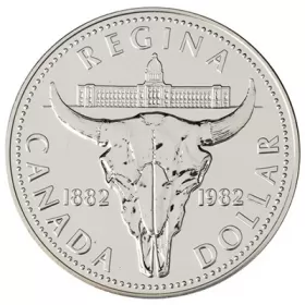 1982 (1882-) Canadian $1 Regina Centennial Brilliant Uncirculated Silver Dollar Coin