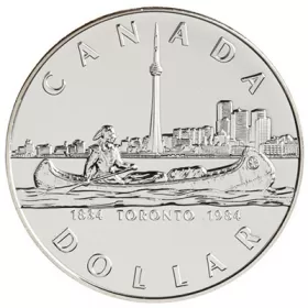1984 (1834-) Canadian $1 City of Toronto 150th Anniv Brilliant Uncirculated Silver Dollar Coin