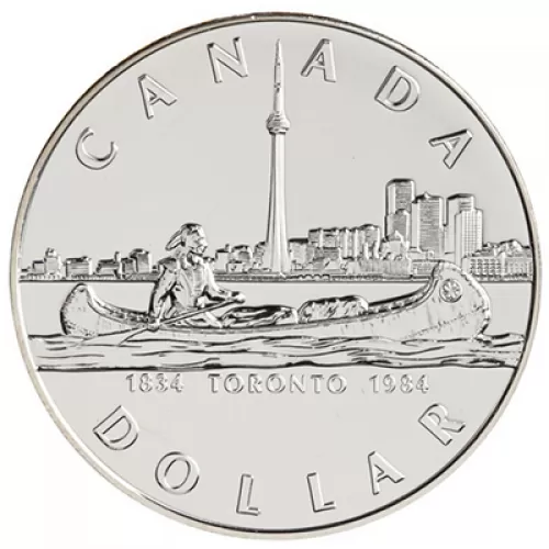 1984 (1834-) Canadian $1 City of Toronto 150th Anniv Brilliant Uncirculated Silver Dollar Coin
