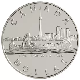 1984 (1834-) Canadian $1 City of Toronto 150th Anniv Proof Silver Dollar Coin