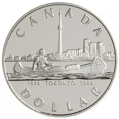 1984 (1834-) Canadian $1 City of Toronto 150th Anniv Proof Silver Dollar Coin