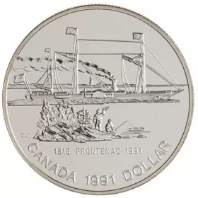 1991 (1816-) Canadian $1 Steamer Frontenac Launch 175th Anniv Brilliant Uncirculated Silver Dollar Coin