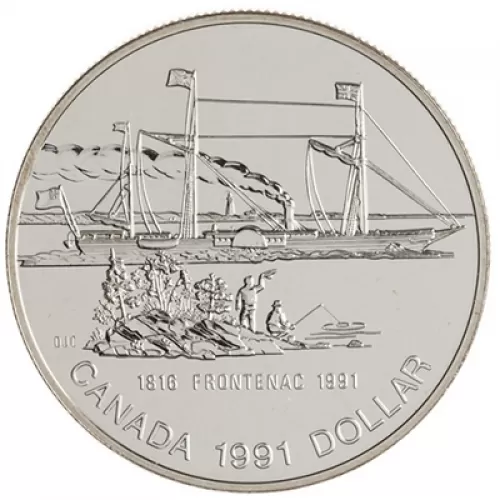 1991 (1816-) Canadian $1 Steamer Frontenac Launch 175th Anniv Brilliant Uncirculated Silver Dollar Coin