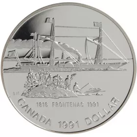 1991 (1816-) Canadian $1 Steamer Frontenac Launch 175th Anniv Proof Silver Dollar Coin - Tarnishing