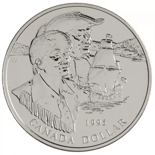 1995 Canadian $1 Hudson's Bay Company 325th Anniv Brilliant Uncirculated Silver Dollar Coin