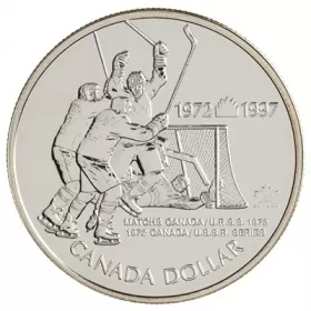 1997 (1972-) Canadian $1 Canada vs USSR (Russia) Hockey Series 25th Anniv Brilliant Uncirculated Silver Dollar Coin