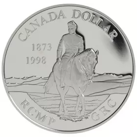1998 (1873-) Canadian $1 RCMP 125th Anniversary Proof Sterling Silver Dollar Coin - Damaged Box