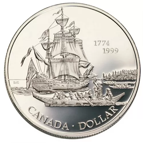 1999 (1774-) Canadian $1 Voyage of Juan Perez 225th Anniv Proof Silver Dollar Coin