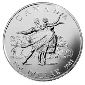 2001 (1951-) Canadian $1 National Ballet of Canada 50th Anniv Brilliant Uncirculated Silver Dollar Coin-never opened from mint