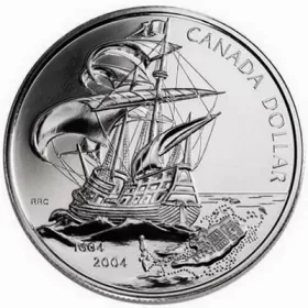 2004 (1604-) Canadian $1 First French Settlement in North America 400th Anniv Brilliant Uncirculated Silver Dollar Coin