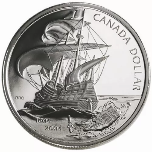 2004 (1604-) Canadian $1 First French Settlement in North America 400th Anniv Proof Silver Dollar Coin