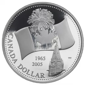 2005 (1965-) Canadian $1 40th Anniversary of Canada's National Flag Proof Silver Dollar Coin