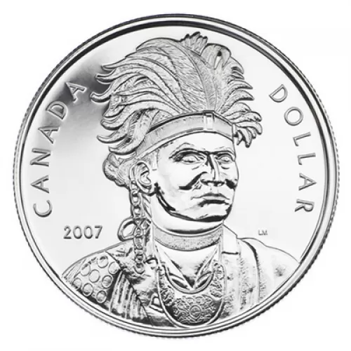 2007 Canadian $1 Celebrating Thayendanegea (Joseph Brant) Brilliant Uncirculated Silver Dollar Coin
