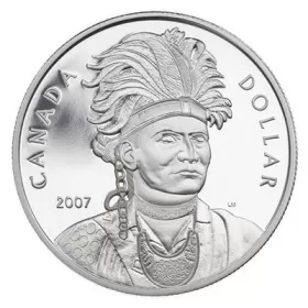 2007 Canadian $1 Celebrating Thayendanegea (Joseph Brant) 1742-1807 Proof Silver Dollar Coin