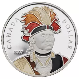 2007 Canadian $1 Celebrating Thayendanegea (Joseph Brant) 1742-1807 Enameled Proof Silver Dollar Coin (Limited Edition)-no outside box