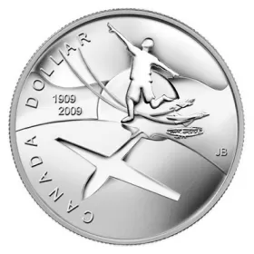 2009 (1909-) Canadian $1 First Flight in Canada 100th Anniv Brilliant Uncirculated Silver Dollar Coin