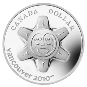 2010 Canadian $1 Vancouver Olympics: The Sun Proof Silver Dollar Coin (Limited Edition) 