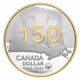 2017 (1987-) Canadian $1 Canada 150: Our Home and Native Land Proof Silver Gold-plated Coin-coin in capsule only
