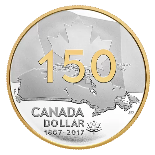 2017 (1987-) Canadian $1 Canada 150: Our Home and Native Land Proof Silver Gold-plated Coin-coin in capsule only