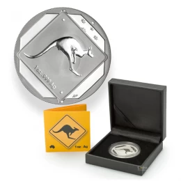 2013 Australia $1 Road Sign Series: Kangaroo 1oz Silver Coin - damaged outside box