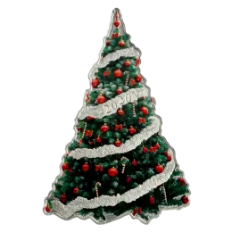 2020 Solomon Islands $2 Holiday Tree-Shaped 1 oz Pure Silver Coloured Coin