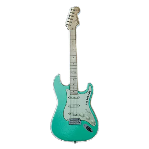 2022 Solomon Islands $2 Fender Stratocaster: Surf Green - 1 oz Fine Silver Coin
