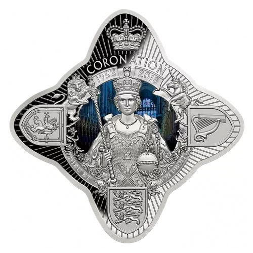 2018 Tokelau $1 Royal Star Coronation of Her Majesty Queen Elizabeth II 65th Anniv 1 oz Proof Silver Coin