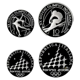 2006 Italy Torino Winter Olympics Figure Skating/Alpine Skiing Sterling Silver Coin Set