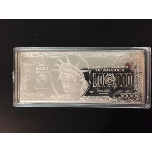 2001 United States $1 Million Dollars Bill 4 oz Fine Silver Bar