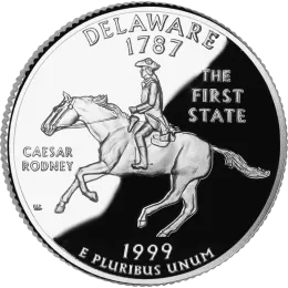 1999-D United States 25-Cent State Quarter Series: Delaware Brilliant Uncirculated Coin 1999-D United States 25-Cent State Quarter Series: Delaware Brilliant Uncirculated Coin