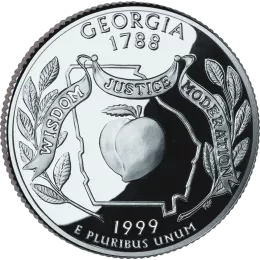 1999-D United States 25-Cent State Quarter Series: Georgia Brilliant Uncirculated Coin 1999-D United States 25-Cent State Quarter Series: Georgia Brilliant Uncirculated Coin