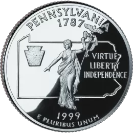 1999-D United States 25-Cent State Quarter Series: Pennsylvania Brilliant Uncirculated Coin 1999-D United States 25-Cent State Quarter Series: Pennsylvania Brilliant Uncirculated Coin