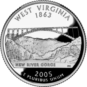 2005-D United States 25-Cent State Quarter Series: West Virginia Brilliant Uncirculated Coin